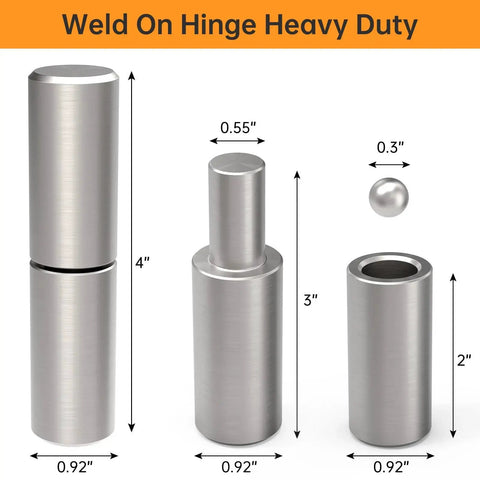 Heavy Duty Weldable Barrel Gate Hinges For 4 Inch Posts Weld On Iron Door Hinges For Metal Gates Ball Bearing Detachable Steel Hinges 0.92 Inch Barrel Diameter