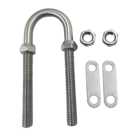 2 Pack Marine Grade Stainless Steel U Bolt With M12 Thread For Boat Stern Bow Eye Tie Down, 5.5 Inch Overall Length, 1.93 Inch Center To Center