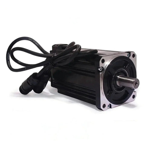 Front view of a black 90ST-M04025 AC servo motor with metal housing and protruding shaft