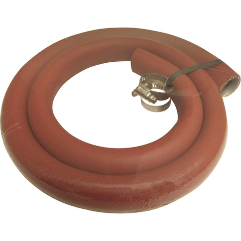 Hydraulic return line hose, 1 in x 5 ft, red, with worm gear clamps