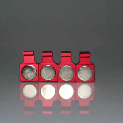 4 Pack Magnetic Parallel Keepers For Vise Jaws And CNC Setups Red, Heavy Duty Machinist Tools, Kurt Compatible Magnetic Retainers close-up