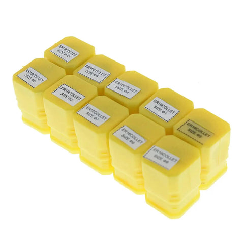 10 Pack ER16 Spring Collet Set 1 To 10 mm CNC Milling Tool in yellow storage containers, 1065 carbon steel, precise 0.015mm tolerance