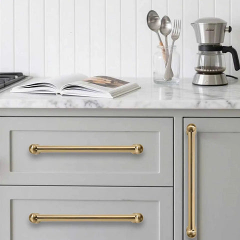 Champagne Bronze Cabinet Pulls 10 Pack For Drawers And Cabinets With Satin Brass Finish 5 Inch Hole Center on kitchen drawers