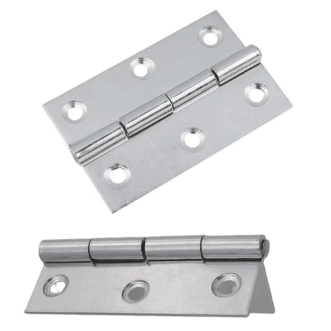 Heavy Duty Door Hinges 2.36x1.57 Inch Stainless Steel With Screws 4 Pack, top and side view, rust resistant for cabinets and gates