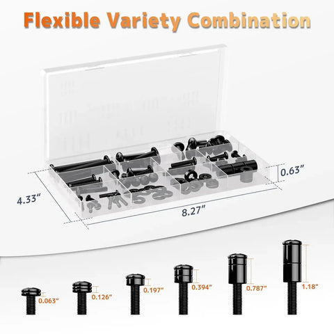 Tv Wall Mount Hardware Kit With M4 M5 M6 M8 Bolts Washers And Spacers For Most 80 Inch Tv Displays Vesa Ready shown in box with dimensions.
