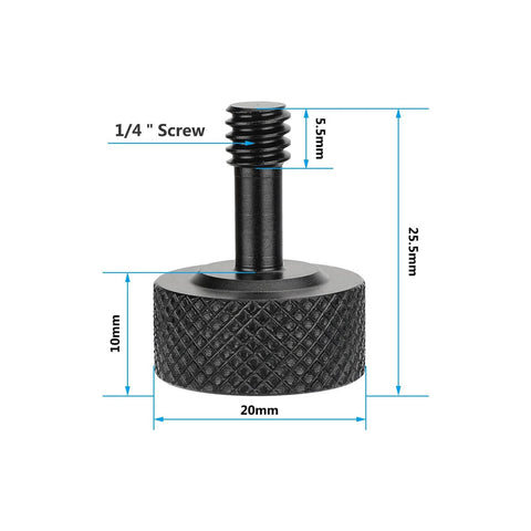 One Quarter Inch Twenty Thread Thumb Screw Cup Head For DSLR Camera Cage Kit Accessories Pack Of 2 Iron Construction 5.5mm Thread Length