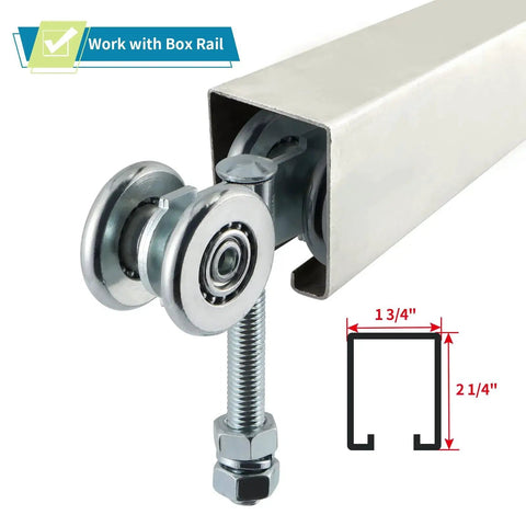 Box Rail Hanger Set 2 Pack With Double Wheel Rail Trolleys For Sliding Barn Doors Total Load Capacity 441 Lbs Zinc Coated Steel For Rust Resistance Smooth Quiet Operation And Durable Barn Door Hardware