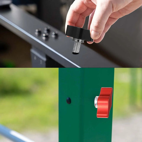 Four Pack 1/4-20 Thumb Screws With Wing Knobs, Aluminum Knobs And Stainless Steel Threads, 1-1/4 Inch Long, Red And Black
