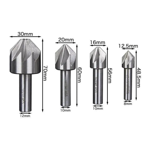 120 Degree Chamfer Milling Cutter HSS End Mill For Deburring And Chamfering Straight Shank Countersink Drill Bit 6 Flute Or 8 Flute Options shown in various sizes