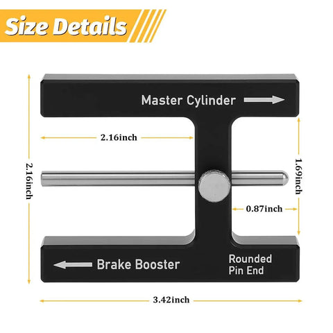 Ywdiml car brake adjustment tool, black aluminum T-shaped gauge labeled Master Cylinder for brake booster push rod.