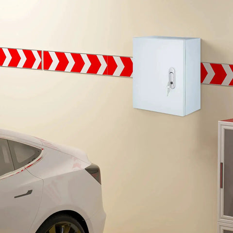 Wall-mounted outdoor waterproof stainless steel electrical junction box 250x300x140mm in garage setting