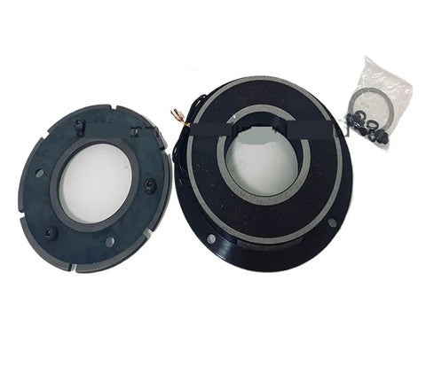 Two round electromagnetic brake units with black housings and mounting holes; DC24V 20W