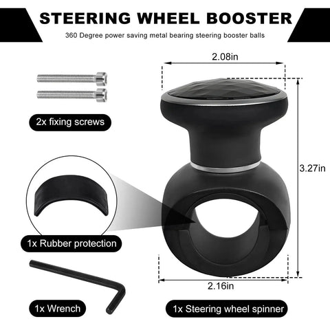Durable Steering Wheel Spinner Knob For Easy One-Hand Driving, 360 Degree Rotation With Metal Bearing, Power Handle For Cars Trucks And Boats, ABS Shell, Smooth Turning Aid, Must-Have Car Accessory By SHMZK.