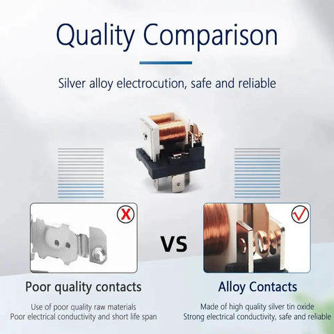 Comparison of poor quality contacts vs alloy contacts on 40Amp 12V 4 Pin Car Relay Waterproof And Dustproof For Motorcycle Truck Boat SPST No Heavy Duty Automotive Relay
