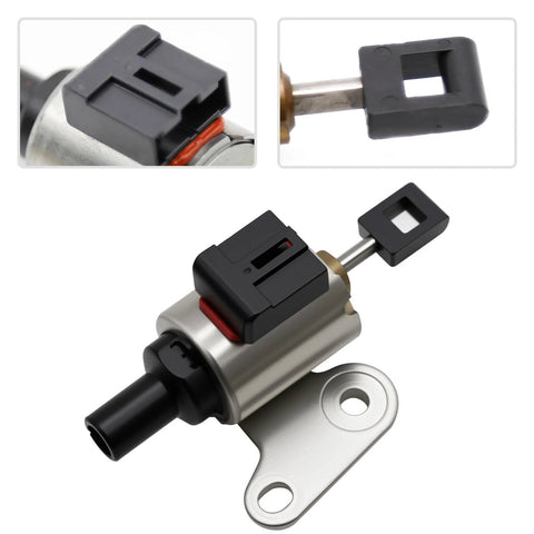 Laffoonparts CVT transmission stepper motor with mounting bracket; silver metal body and black electrical connector