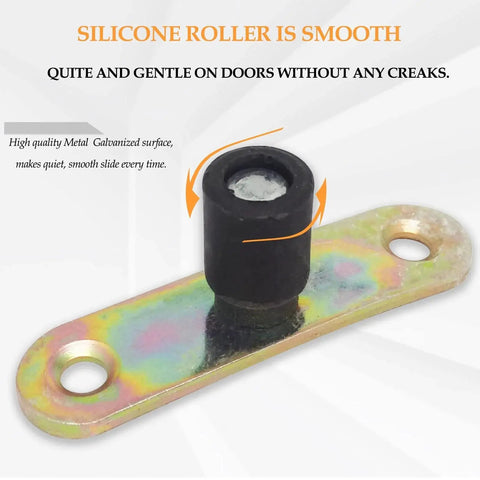 Four Piece Sliding Door Roller Guide Wheel With Ball Bearings For Barn Doors Floor Flush Mount Stay Roller With Screws 10mm Wheel Diameter Galvanized Metal For Quiet Smooth Sliding And Low Maintenance on white background