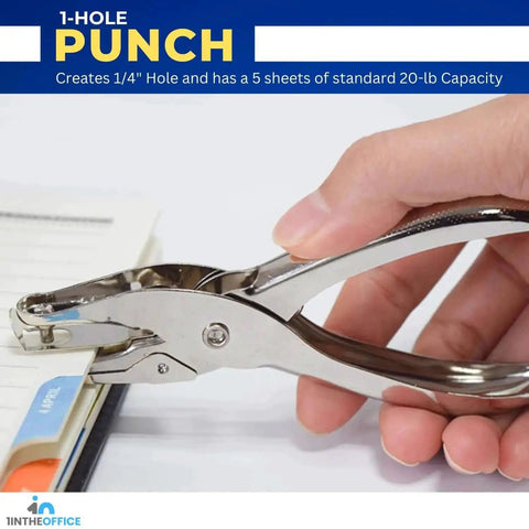 Two Pack Handy Single Hole Puncher For Paper One Quarter Inch Hole Size Durable Metal Construction Handheld Punch Tool