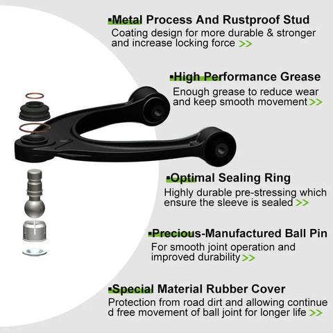 Front Suspension Kit With Wheel Hubs And Bearings Plus Upper And Lower Ball Joints For Chevy Colorado 2004 To 2008 And GMC Canyon 2006 To 2008 2WD RWD Replacement Upgrade For Safer Street And Light Off Road Use, featuring ball joint components and rubber cover