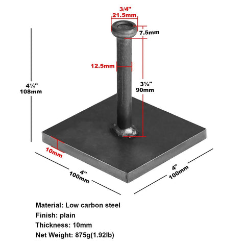 Four Pack Heavy Duty Weld On Square Base Anchor Plates 4 By 4 Inch 3 Eighths Inch Thick For Steel To Concrete Connection
