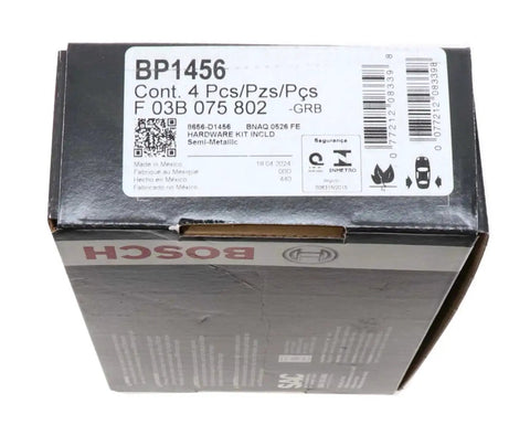 Bosch BP1456 brake pad box; 4-piece semi-metallic rear brake pad set for select Audi and VW models