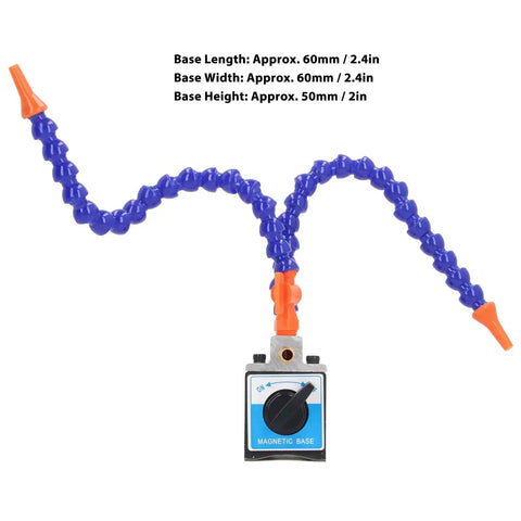Adjustable Magnetic Coolant Pipe Holder With 60mm Base And G1/4 To G1/2 Hose Fittings For CNC Machine Tool Cooling Systems