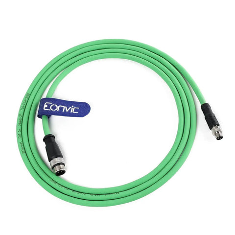 Industrial M12 D Code 4 Pin To M8 A Code 4 Pin Sensor Cable Shielded High Flex IP67 For PLC I O Systems Sensors 2m green cable