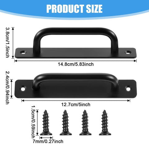 12 Pack 5.8 Inch Aluminum Alloy Black Cabinet Pulls With Screws For Barn Doors Cupboards Wardrobes Closets And More Sliding Kitchen Handles Ideal For Drawers Doors Garage And Shed Long Lasting, showing dimensions and included screws.