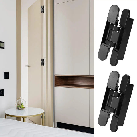Six Inch Hidden Door Hinges Invisible Hinges Two Pack Heavy Duty Zinc Alloy Three Way Adjustable Butt Hinge 180 Degree Swing