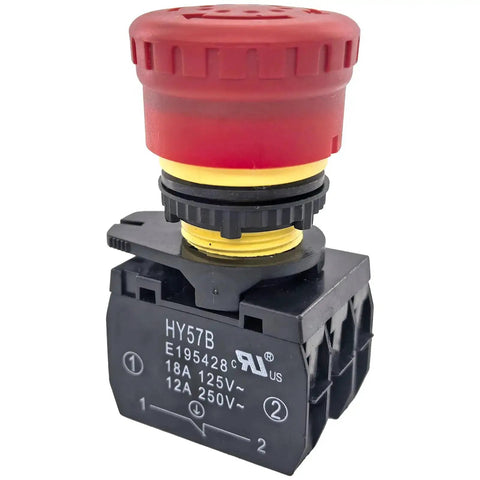 Emergency Stop Switch 18A 125V and 12A 250V, Beefy Heavy Duty E Stop With Two Terminal Tabs for Log Splitters and Industrial Equipment