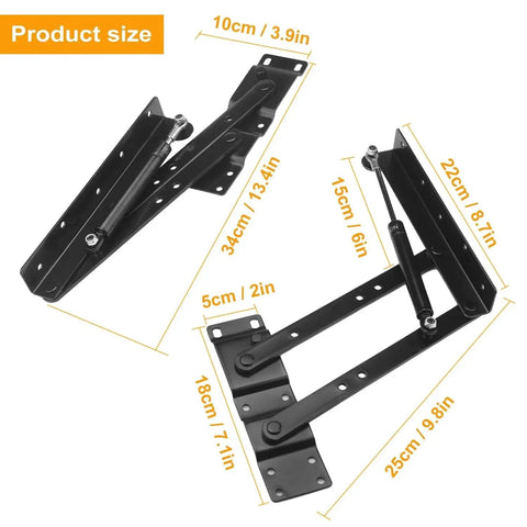 Heavy Duty Lift Up Hydraulic Hinge Set For Coffee Tables And Furniture Two Pair Folding Lift Top Hinges dimensions