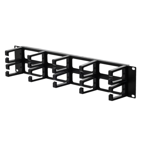 2U Horizontal Cable Management Panel With 5 Plastic Cable Rings And Steel Base Fits Standard 19 Inch Racks Raceway Duct