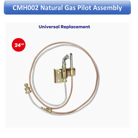 CMH002 natural gas pilot assembly with copper tubing and mounting bracket, includes pilot thermocouple, 24-inch length