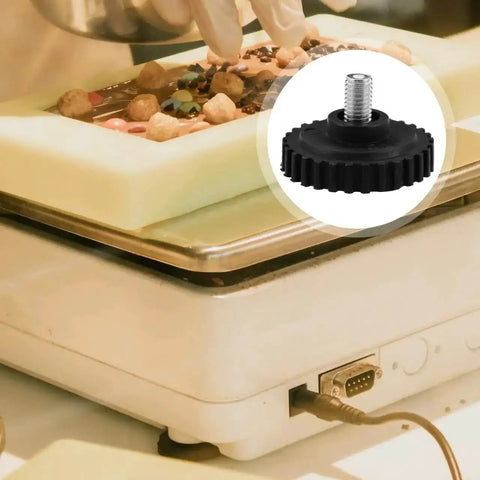 Stainless Steel Feet For Digital Kitchen Scales With Non Slip Rubber Bumpers Universal Replacement Parts For Precision Cooking And Baking Built To Last shown in use on a scale