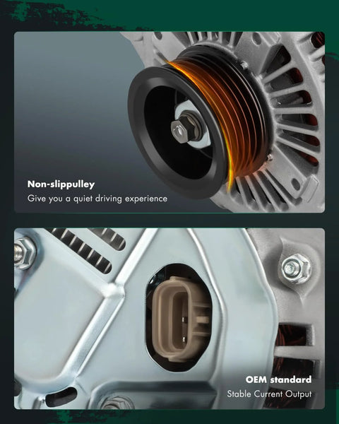 Close-up of a 6-groove pulley and connector on Drop In 12V 130A CW Alternator Replacement For Kia Sorento New OEM 11191.