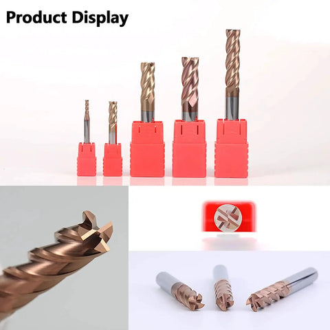 5 Pcs Micrograin Carbide Square End Mill Set With TiSiN Coating For CNC Milling Pro Grade For Hardened Steel Cast Iron And Alloy Steel HRC55 One Sixteenth Inch Diameter One Eighth Inch Shank Three Sixteenth Inch Flute Length One And A Half Inch Overall display