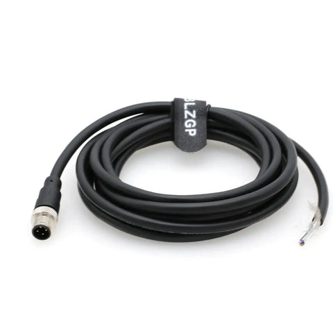 Coiled M12 4 Pin Male Actuator Sensor Signal Cable A Coded Shielded for Industrial Automation Control Fieldbus Module, 3M length