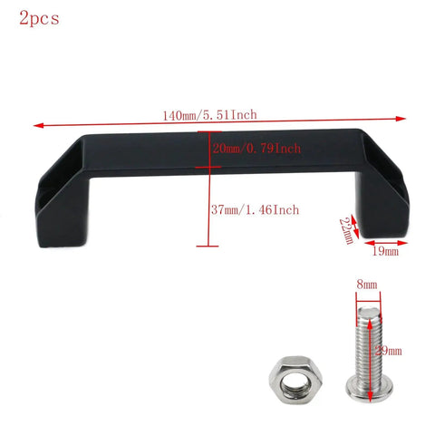 Aluminium Alloy Industrial Cabinet Handles Set of 2 U Shape Rectangular Drawer Pulls with Screws Black 120mm Center Hole 140x20x37mm