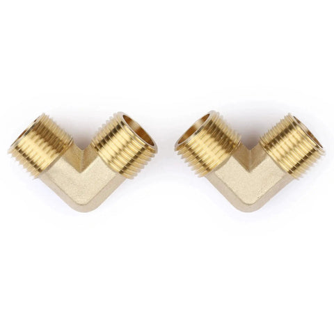 Brass 90 Degree Street Elbow Pipe Fitting Half Inch NPT Male to Half Inch NPT Male Two Pack Barstock Durable Plumbing Adapter.