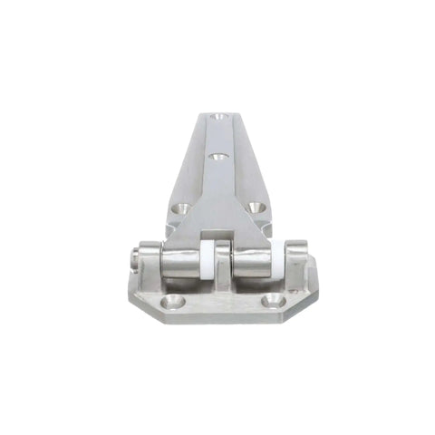 Heavy Duty Left-Hand Walk-In Cooler Door Hinge With Flush Offset Satin Stainless Steel, corrosion-resistant hardware, front view