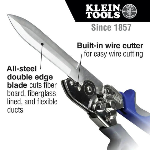 Heavy Duty HVAC Cutter Tool With Built In Wire Cutter All Steel Double Edge Blades For Fiber Board Fiberglass And Flexible Ducts