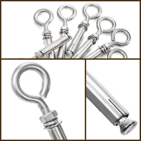 20 Pack M8 By 105mm Expansion Eyebolts In 304 Stainless Steel, heavy duty wall and ceiling anchors for concrete and masonry