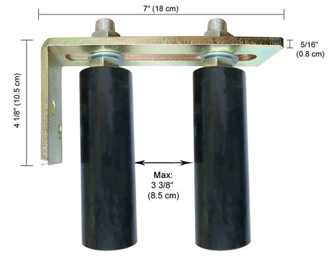 Universal Heavy Duty Slide Gate Guide Roller 6 Inch Black Rear Post Bracket With Adjustable Dual Nylon Rollers
