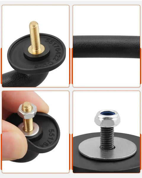 Close-up view of Front Windshield Hold Down Bracket For Jeep Wrangler JK TJ 1997-2018 Replacement with nuts and washers