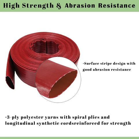 Eastrans pool backwash hose, red, 2 in x 50 ft, rolled, abrasion-resistant surface with 3-ply polyester yarns