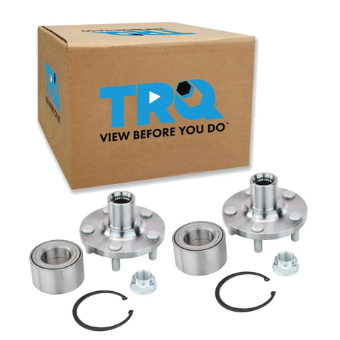 Two Piece Front Wheel Bearing And Hub Assembly Kit Direct Fit For 2003 2019 Toyota Corolla displayed with packaging