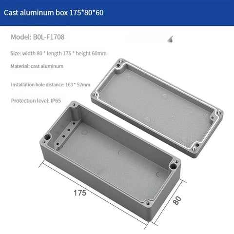Rugged IP66 Waterproof Cast Aluminum Junction Box 175x80x60mm open view