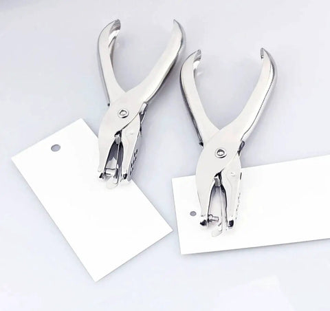 2 Pack Mini Hole Punches 1 Eighth Inch And 1 Quarter Inch Handheld Circular Paper Punch with tags for DIY crafts.
