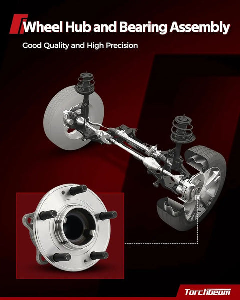 Rear Wheel Hub Bearing Assembly 5 Lug With ABS For Hyundai Santa Fe 2007 2018 FWD, zoomed view and installation diagram