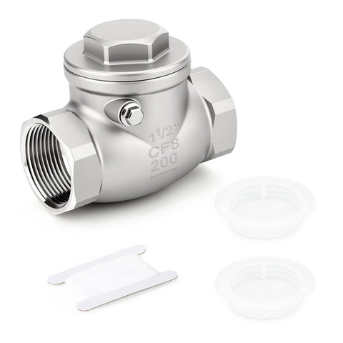 304 stainless steel 1-1/2 in NPT female swing check valve with top cap and end connections