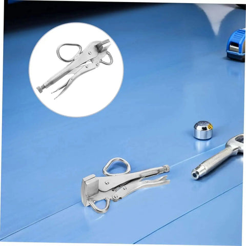 Heavy Duty Pulling Pliers Clamp For Auto Body Sheet Metal Repair, Locking Welding Clamp Pliers on blue metal surface